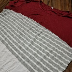 Women's Maroon, White & Gray Tri-color dressy/casual Super Soft Shirt